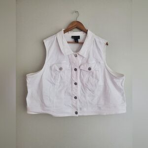 Lane Bryant white denim collar vest with buttons Plus size women's 26